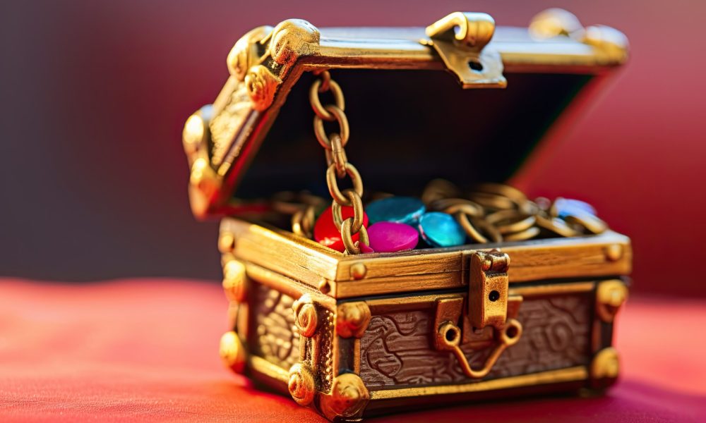 Open Treasure Chest Filled with Golden Coins